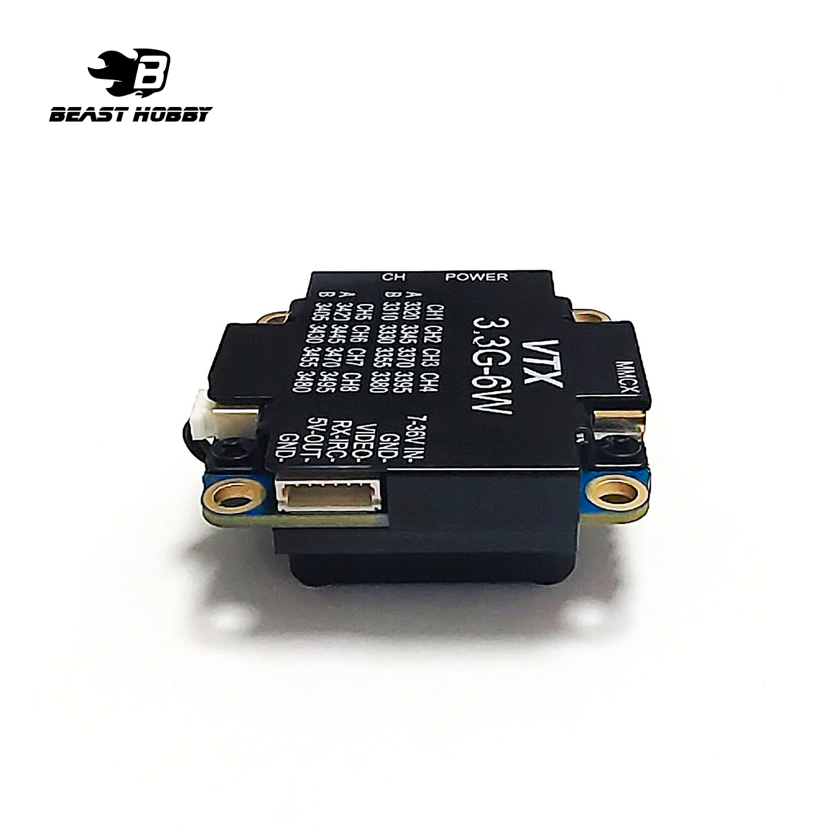 BEASTHOBBY 3.3GHz VTX 6W Video Transmitter VTX 8CH 6000mW for FPV RC Racing Drone Goggles