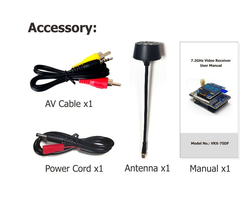 BeastHobby VRX75D VRX75DF 7.2GHz Video Receiver Video output and RSSI
