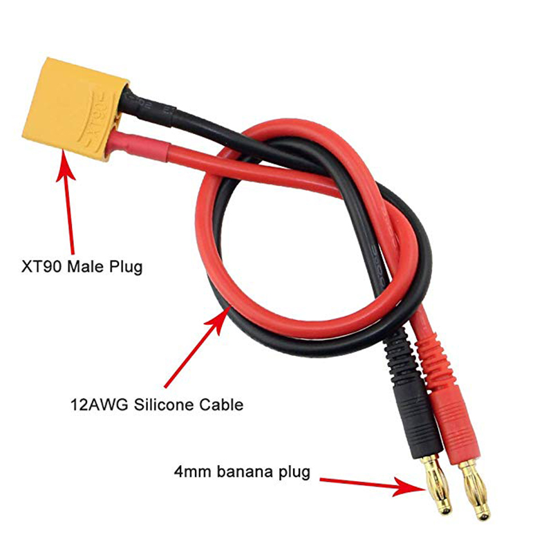 30cm XT90 to 4.0mm Banana Plug Charger Cable