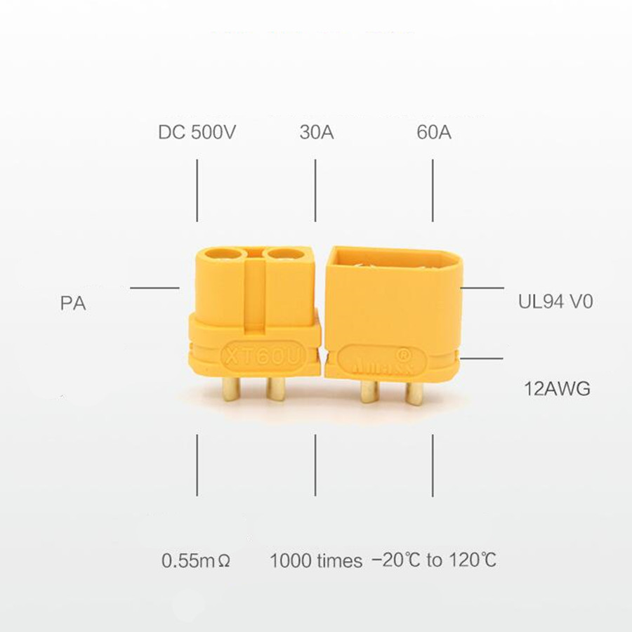 Amass XT60U Male Female Connectors for Lipo Battery