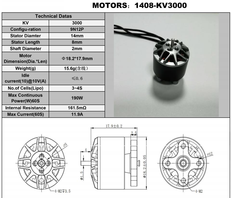 1408 3000KV Motor | RC FPV Racing Drone | 4S 3 Frame