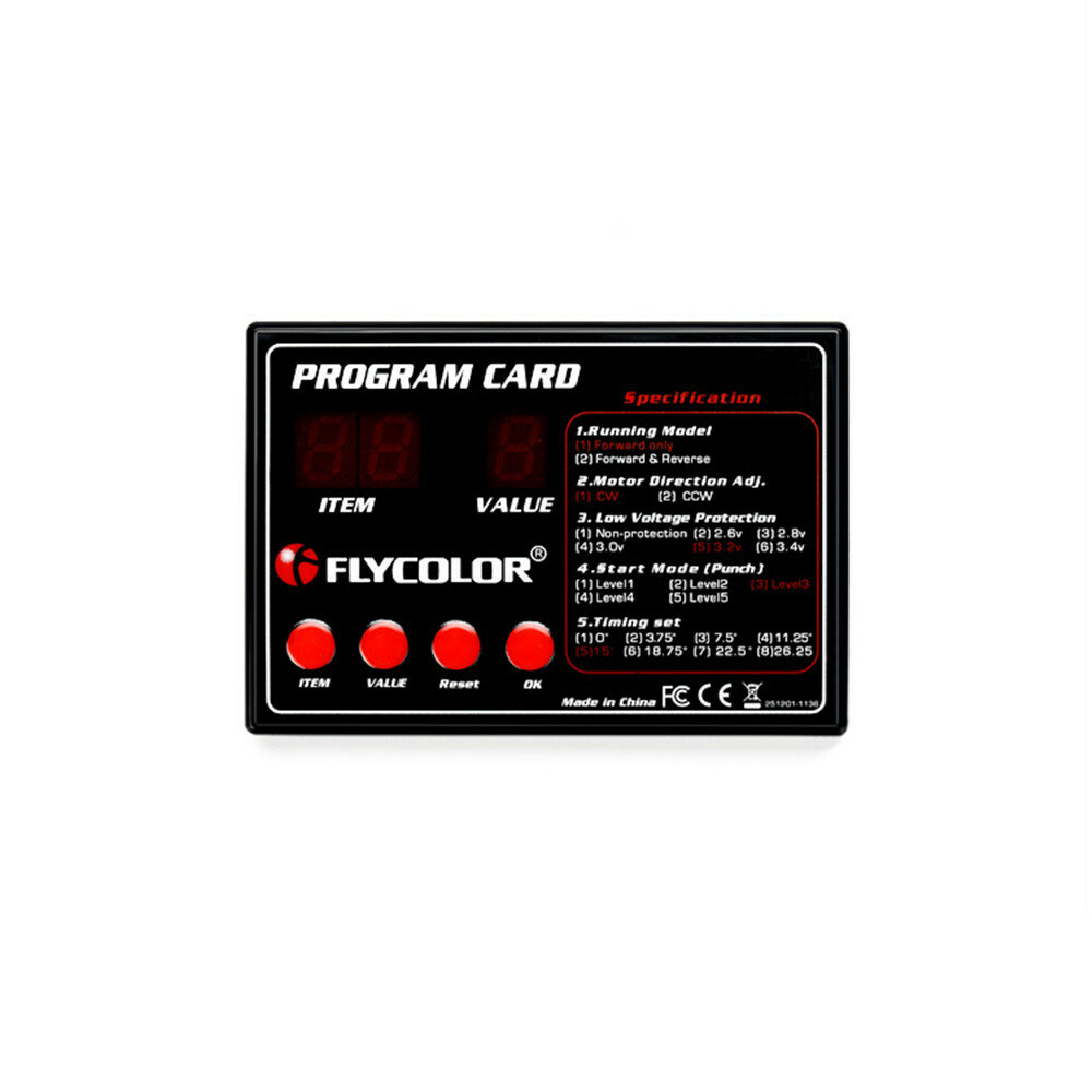 Flycolor Program Card: RC Boat ESC Spare Parts
